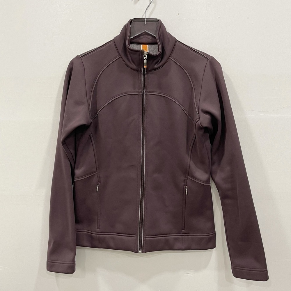Lucy Purple Full-Zip Raw Edge Athletic Fleece Lined Jacket Running Workout M